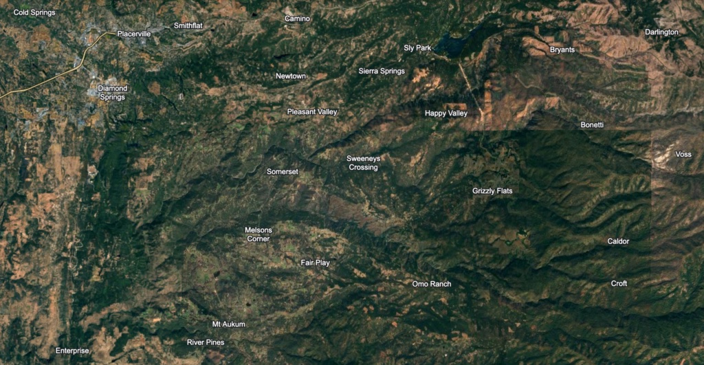 Map of the Western Slope region in Northern California